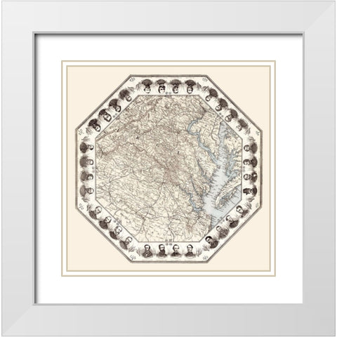 Virginia - 1860 White Modern Wood Framed Art Print with Double Matting by Unknown