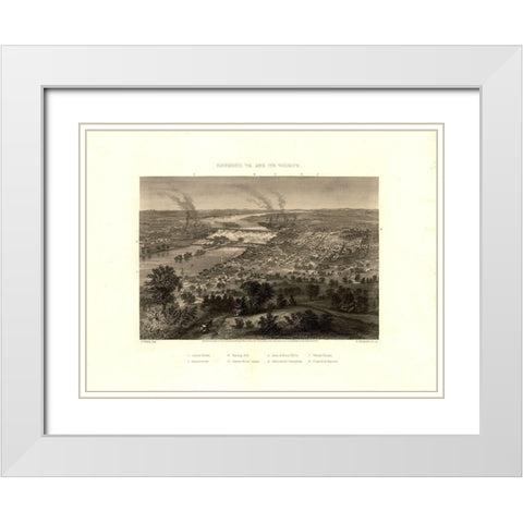 Richmond Virginia - Wells 1863 White Modern Wood Framed Art Print with Double Matting by Wells