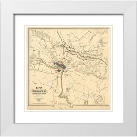 Richmond Virginia - Shell 1864 White Modern Wood Framed Art Print with Double Matting by Shell