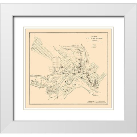Richmond Virginia - Adams 1864 White Modern Wood Framed Art Print with Double Matting by Adams