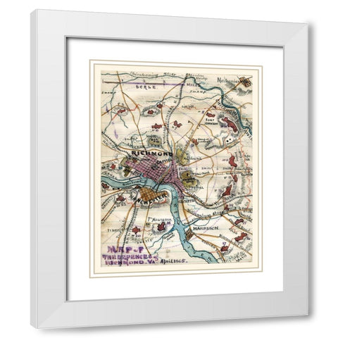 Richmond Virginia - 1865 White Modern Wood Framed Art Print with Double Matting by Unknown