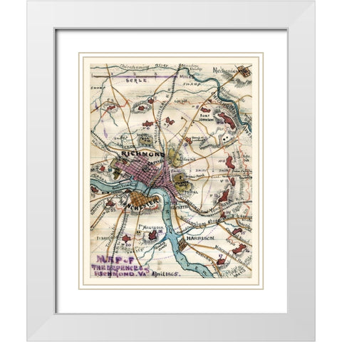 Richmond Virginia - 1865 White Modern Wood Framed Art Print with Double Matting by Unknown