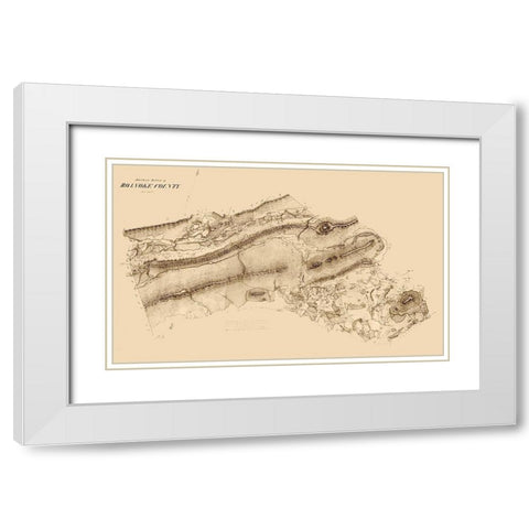 Roanoke County Virginia - 1860 White Modern Wood Framed Art Print with Double Matting by Unknown
