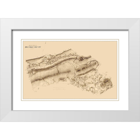Roanoke County Virginia - 1860 White Modern Wood Framed Art Print with Double Matting by Unknown