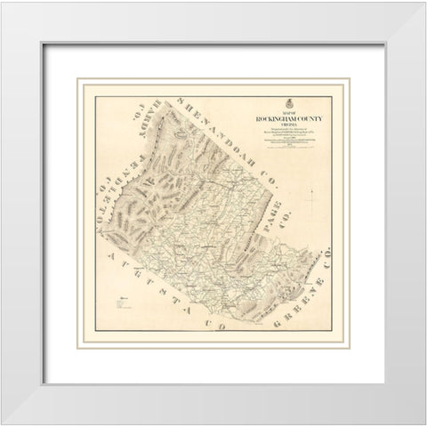 Rockingham County Virginia - Hotchkiss 1875 White Modern Wood Framed Art Print with Double Matting by Hotchkiss