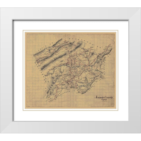 Roanoke County Virginia - 1860 White Modern Wood Framed Art Print with Double Matting by Unknown