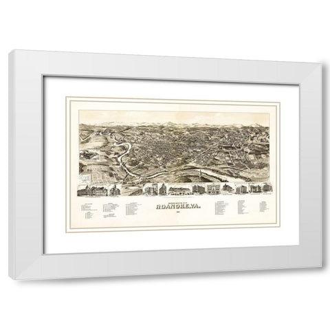 Roanoke Virginia - 1891 White Modern Wood Framed Art Print with Double Matting by Unknown