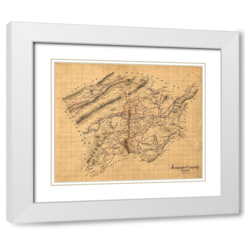 Roanoke County Virginia 1860 White Modern Wood Framed Art Print with Double Matting by Unknown
