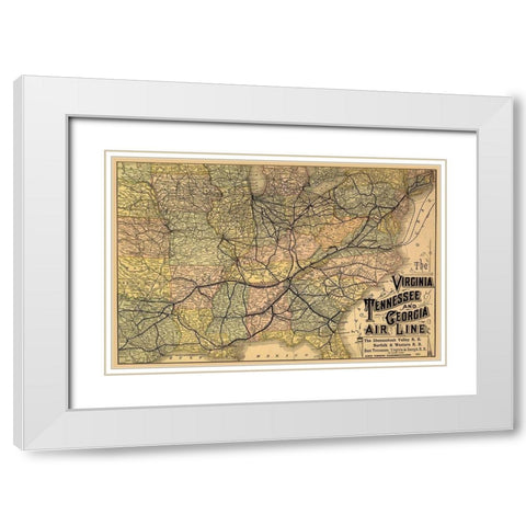 Virginia, Tennessee, Georgia Railroads - 1882 White Modern Wood Framed Art Print with Double Matting by Unknown
