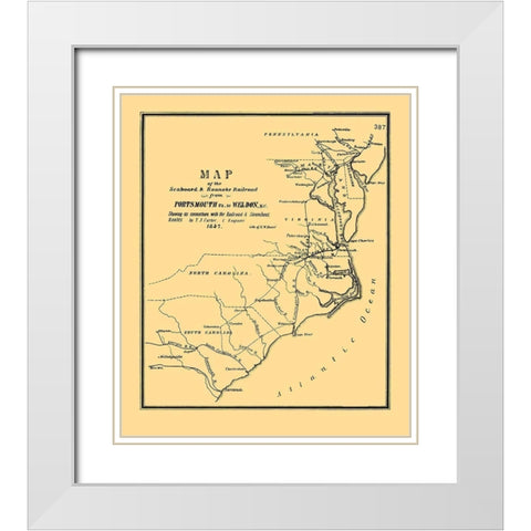 Seaboard and Roanoke Railroad - Bouve 1847 White Modern Wood Framed Art Print with Double Matting by Bouve