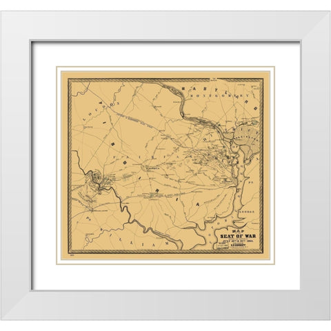 Seat of War Virginia - Corbett 1861 White Modern Wood Framed Art Print with Double Matting by Corbett