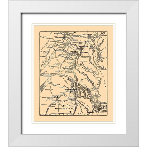 Seat of War Virginia 1861 White Modern Wood Framed Art Print with Double Matting by Unknown