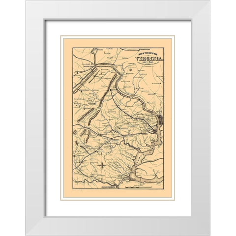 Seat of War Virginia - Duncan 1862 White Modern Wood Framed Art Print with Double Matting by Duncan