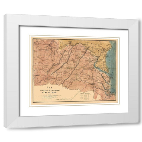 Seat of War Virginia - Ludwig 1861 White Modern Wood Framed Art Print with Double Matting by Ludwig