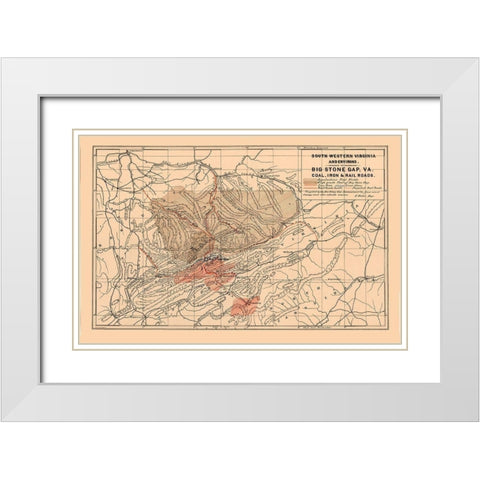 South Western Virginia - Nader 1892 White Modern Wood Framed Art Print with Double Matting by Nader