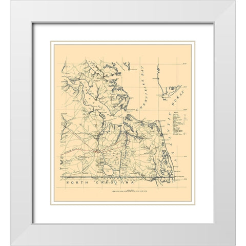 Southeastern Virginia 1862 White Modern Wood Framed Art Print with Double Matting by Unknown