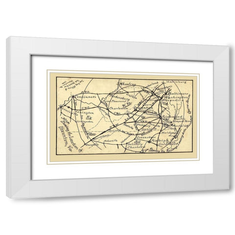 Virginia - Hotchkiss 1886 White Modern Wood Framed Art Print with Double Matting by Hotchkiss