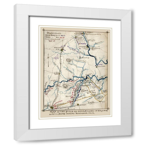 State of Operations Virginia - 1863 White Modern Wood Framed Art Print with Double Matting by Unknown