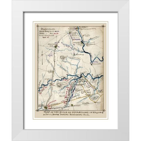 State of Operations Virginia - 1863 White Modern Wood Framed Art Print with Double Matting by Unknown