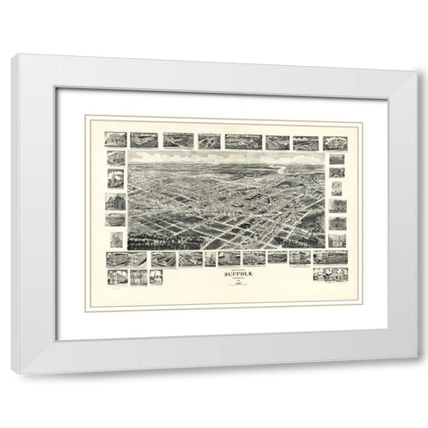 Suffolk Virginia - Fowler 1907 White Modern Wood Framed Art Print with Double Matting by Fowler
