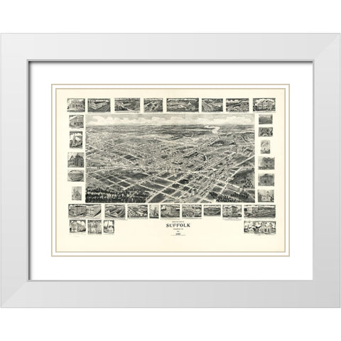Suffolk Virginia - Fowler 1907 White Modern Wood Framed Art Print with Double Matting by Fowler