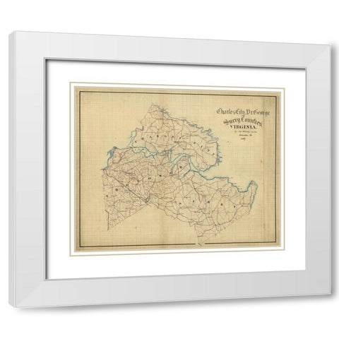Surry County Virginia - Hotchkifs 1867 White Modern Wood Framed Art Print with Double Matting by Hotchkifs