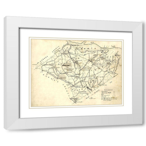 Surry County Virginia - 1871 White Modern Wood Framed Art Print with Double Matting by Unknown