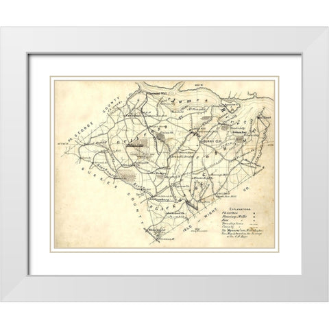 Surry County Virginia - 1871 White Modern Wood Framed Art Print with Double Matting by Unknown