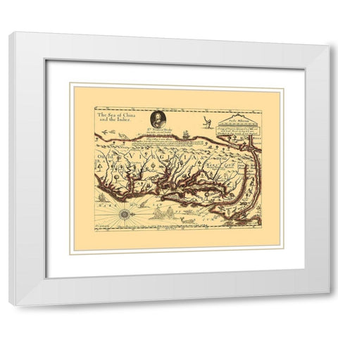 Virginia - Sir Francis Drakes - Hills White Modern Wood Framed Art Print with Double Matting by Hills