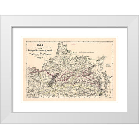 Virginia West Virginia - Hotchkiss 1888 White Modern Wood Framed Art Print with Double Matting by Hotchkiss