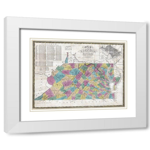 Virginia Maryland - Mitchell 1832 White Modern Wood Framed Art Print with Double Matting by Mitchell
