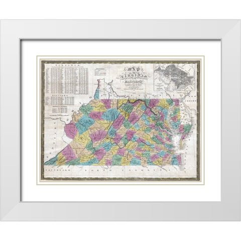 Virginia Maryland - Mitchell 1832 White Modern Wood Framed Art Print with Double Matting by Mitchell