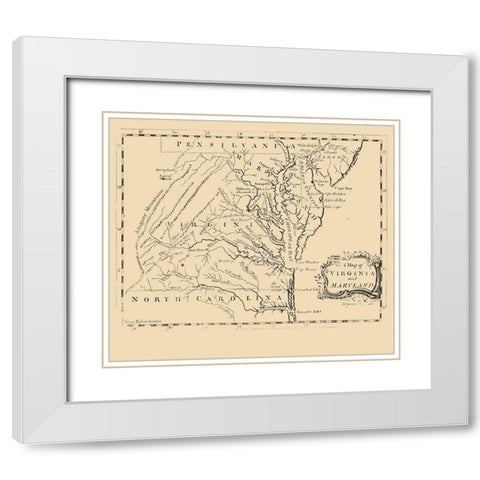 Virginia Maryland - Gavin 1767 White Modern Wood Framed Art Print with Double Matting by Gavin