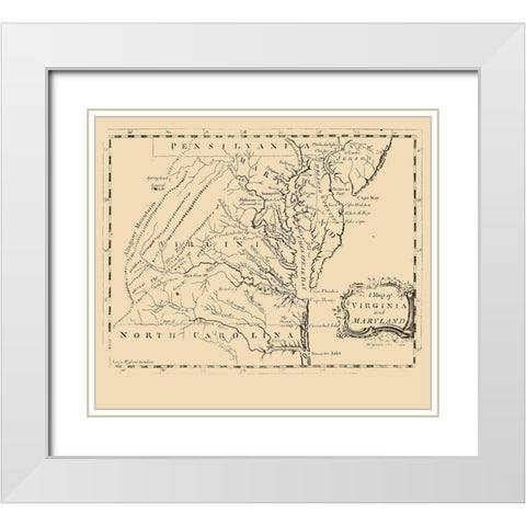 Virginia Maryland - Gavin 1767 White Modern Wood Framed Art Print with Double Matting by Gavin