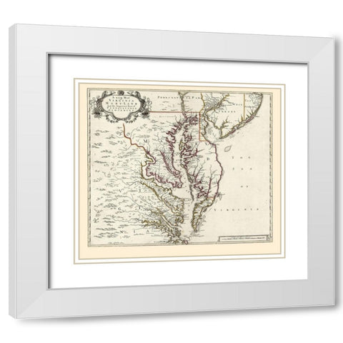 Virginia Maryland - 1700 White Modern Wood Framed Art Print with Double Matting by Unknown