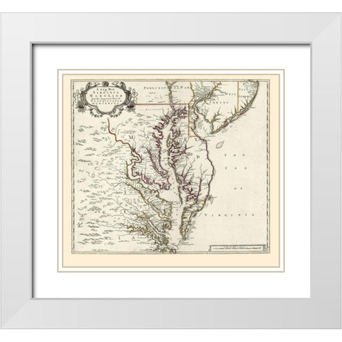 Virginia Maryland - 1700 White Modern Wood Framed Art Print with Double Matting by Unknown