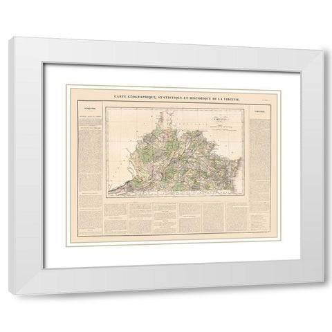 Virginia - 1825 White Modern Wood Framed Art Print with Double Matting by Unknown