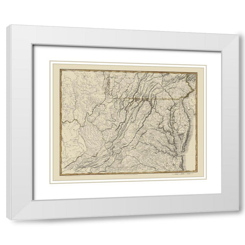 Virginia - Flowman 1814 White Modern Wood Framed Art Print with Double Matting by Flowman
