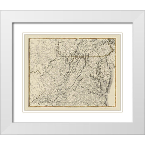 Virginia - Flowman 1814 White Modern Wood Framed Art Print with Double Matting by Flowman