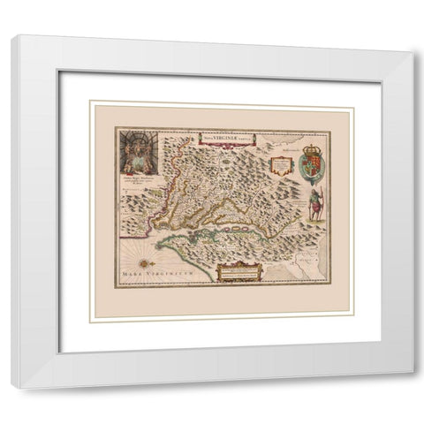 Virginia - 1644 White Modern Wood Framed Art Print with Double Matting by Unknown