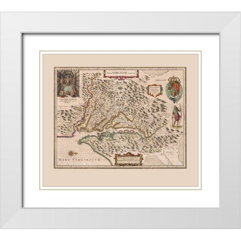 Virginia - 1644 White Modern Wood Framed Art Print with Double Matting by Unknown