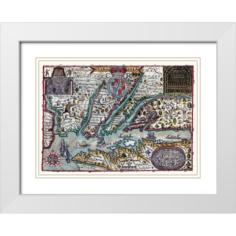 Virginia - 1636 White Modern Wood Framed Art Print with Double Matting by Unknown