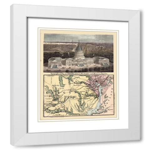 Virginia - Magnus 1861 White Modern Wood Framed Art Print with Double Matting by Magnus