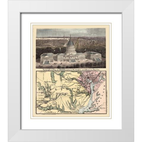 Virginia - Magnus 1861 White Modern Wood Framed Art Print with Double Matting by Magnus