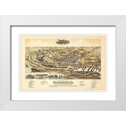 Waynesboro Virginia - Perry 1891 White Modern Wood Framed Art Print with Double Matting by Perry