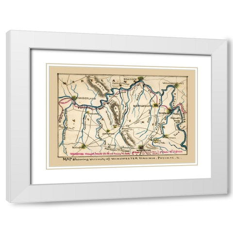 Winchester Virginia - 1862 White Modern Wood Framed Art Print with Double Matting by Unknown