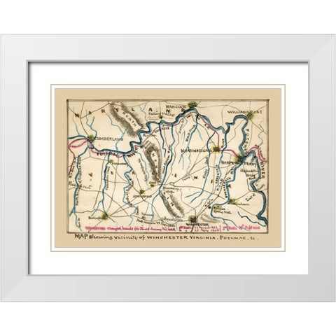 Winchester Virginia - 1862 White Modern Wood Framed Art Print with Double Matting by Unknown