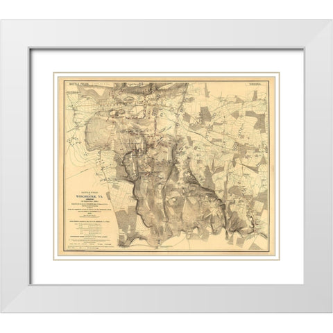Winchester Virginia - 1864 White Modern Wood Framed Art Print with Double Matting by Unknown