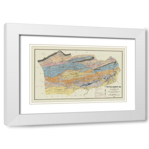 Wythe County Virginia - Boyd 1890 White Modern Wood Framed Art Print with Double Matting by Boyd