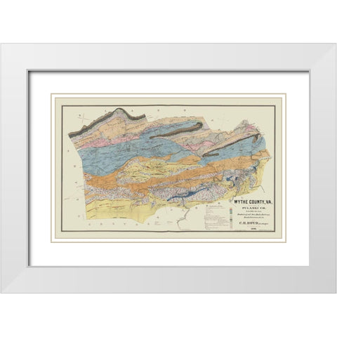 Wythe County Virginia - Boyd 1890 White Modern Wood Framed Art Print with Double Matting by Boyd